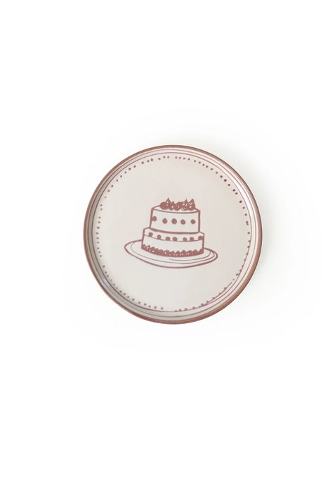 Hermia Juego de 4 Platos de Postre de Cerámica Blanco y Marrón 22 cm